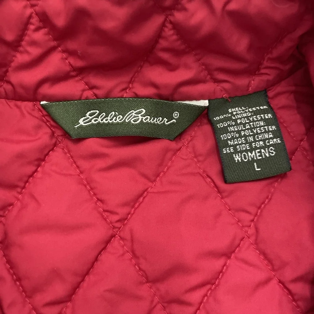 Eddie Bauer Women's L Full Zip Light Puffer Vest Red‎